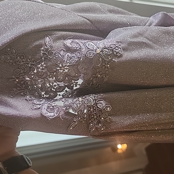 City Studio Purple Iridescent Full Length Prom Dress Strappy Back (Size 5) - Picture 9 of 12